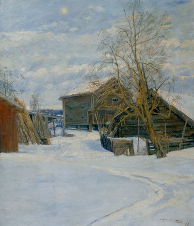 Huis in een winterlandschap door Jorgen Sorensen