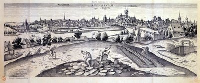 Een leisteengroeve in Angers, 1561 door Joris Hoefnagel