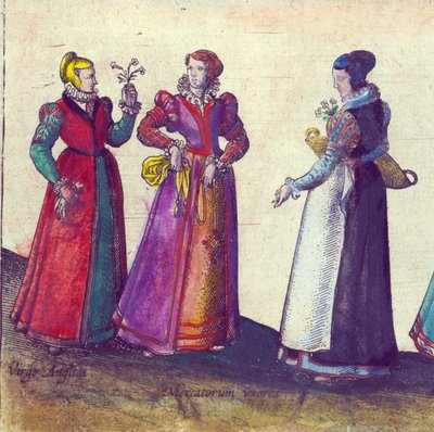 Engelse vrouwen uit het Elizabethaanse tijdperk, 1598 door Joris Hoefnagel