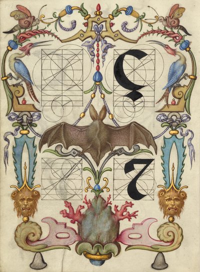 Handleiding voor het construeren van de letters ç en tironian et door Joris Hoefnagel