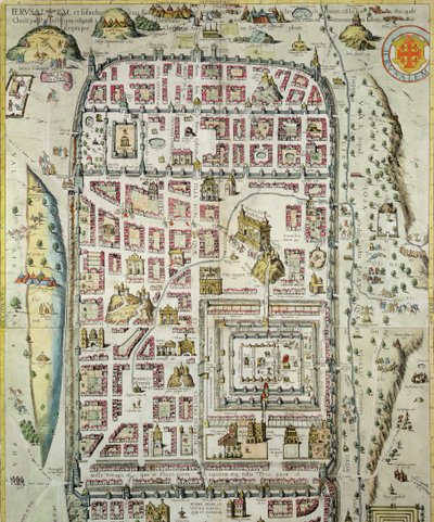 Kaart van Jeruzalem en de omgeving, uit 