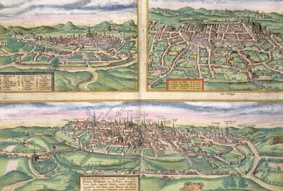 Kaart van Montpellier, Tours en Poitiers, uit 