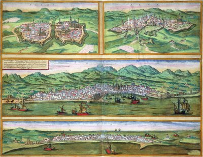 Kaart van Parma, Siena, Palermo en Drepanum, uit 