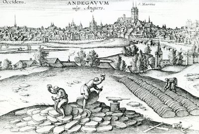 Leisteengroeve in Angers, 1561 door Joris Hoefnagel