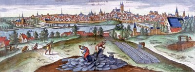 Leisteengroeve in Angers, ca. 151 (gravure) door Joris Hoefnagel