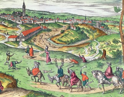 Stadsplan van Sevilla, uit Civitates Orbis Terrarum door Georg Braun en Frans Hogenberg (detail) door Joris Hoefnagel