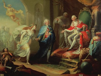 Godoy presenteert vrede aan Karel IV, 1796 door José Aparicio