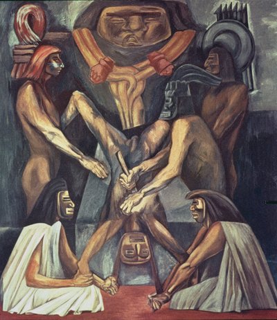 Oud Menselijk Offer, uit Het Epos van de Amerikaanse Beschaving door José Clemente Orozco