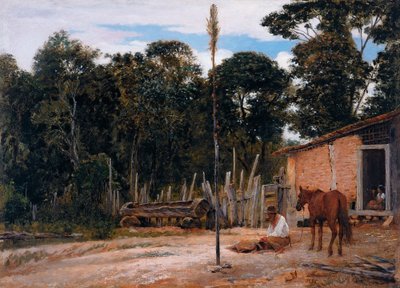 Het Aanspannen van het Zadel door José Ferraz de Almeida Júnior