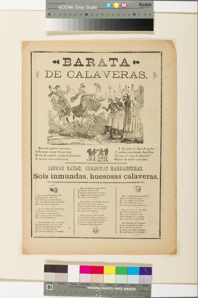 Affiche: Schedelverkoop, ca. 1890 door José Guadalupe Posada