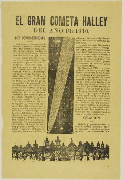 De Grote Komeet van Halley, 1899, gepubliceerd 1910 door José Guadalupe Posada