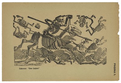 De schedels van Don Quichot, c.1910-13, gedrukt 1943 door José Guadalupe Posada