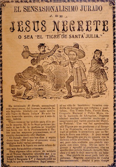 Het zeer sensationele complot van Jesús Black, alias De Tijger van Santa Julia door José Guadalupe Posada