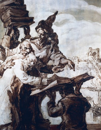 Decoratie in de balzaal van Hotel Wandel in Parijs, 20e eeuw (fresco) door José María Sert