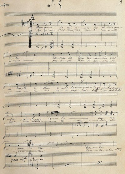 Origineel manuscript van romance voor tenor van de zarzuela, "Alma de Dios", door Jose Serrano (1873-1941) door José Serrano