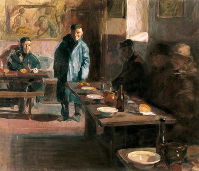 De maaltijd heeft soep. Schilderij door Jose Benlliure Ortiz (1884-1916). Olie op doek. Museum voor Schone Kunsten Sint Pius V, Valencia. door Jose Benlliure Ortiz