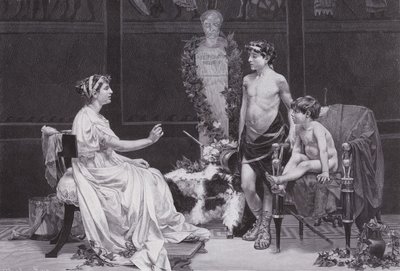 Cornelia, moeder van de Gracchi (litho) door Jose Garnelo y Alda