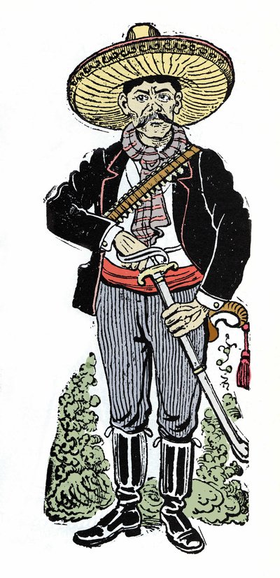Portret van Amador Salazar tijdens de Mexicaanse revolutie van 1910. Houtsnede door Jose Guadalupe Posada (1852-1913). door José Guadalupe Posada