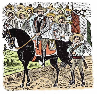 De Mexicaanse Revolutie (1910-1920): Portret van Francisco Indalecio Madero (1873-1913) Mexicaanse revolutionair. Houtsnede door Jose Guadalupe Posada (1852-1913) door José Guadalupe Posada