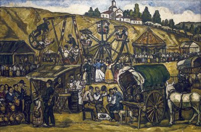 Festival in de weide van San Isidro, Madrid. 1933 door Jose Gutierrez Solana