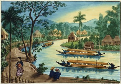 Manilla en zijn omgeving: Uitzicht nabij de stad Taguig aan de Pasig-rivier door Jose Honorato Lozano