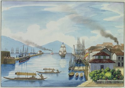 Monding van de Passig-rivier, uit "The Flebus Album of Views In and Around Manila", ca. 1845 door Jose Honorato Lozano