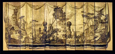 Visie Mediterranea, elfbladig scherm, ca. 1925 door Jose Maria Sert y Badia