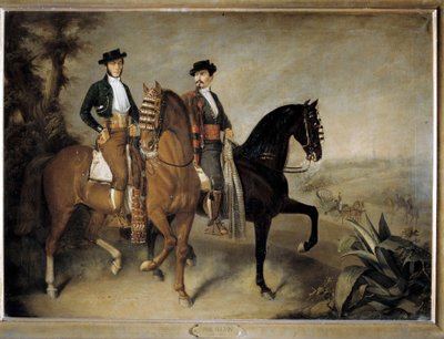 De twee ruiters,19e eeuw (olieverf op doek) door Jose Roldan