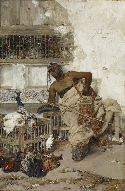 Pluimveemarkt, Tanger, ca. 1881 door Jose Villegas Cordero
