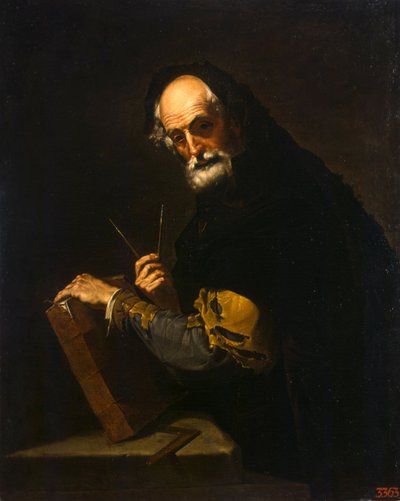 Filosoof met een boek, een kompas en een goniometer door Jose de Ribera