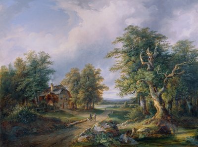 Boerderij aan een bosweg door Josef Altenkopf