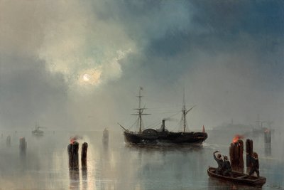 Nachtvaart in de lagune door Josef Carl Berthold Püttner