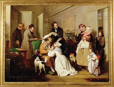 Der Augenarzt - De oogarts ... (schilderij op doek) door Josef Danhauser