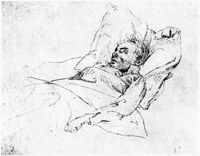 Ludwig van Beethoven (1770-1827) op zijn sterfbed, 28 maart 1827 door Josef Eduard Teltscher