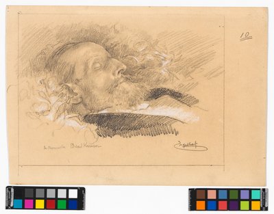 Porträt des Chormeisters und Komponisten Eduard Kremser auf dem Sterbebett door Josef Engelhart