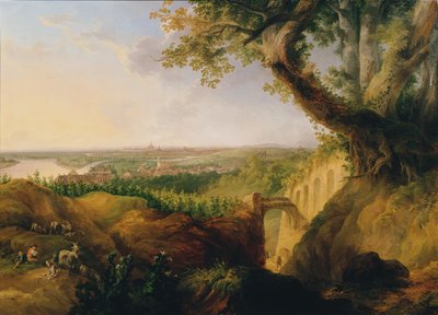 Uitzicht op de hoofd- en residentiestad Wenen vanaf het standpunt bij Nussdorf door Josef Fischer