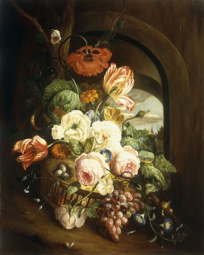 Stilleven met diverse bloemen door Josef Holstayn