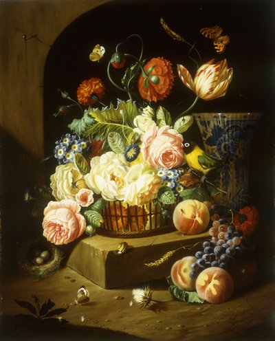 Stilleven met diverse bloemen door Josef Holstayn