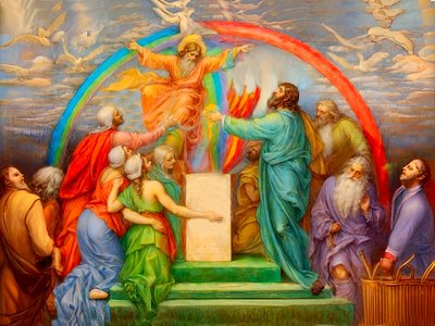 Noachs altaar en Gods belofte door Josef Johann Michel