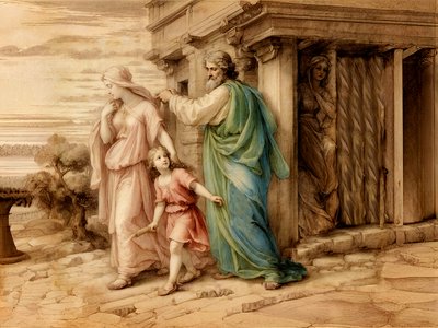 Hagar en Ismaël weggestuurd door Josef Johann Michel
