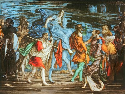 Isaak en Rebekka ontmoeten elkaar door Josef Johann Michel