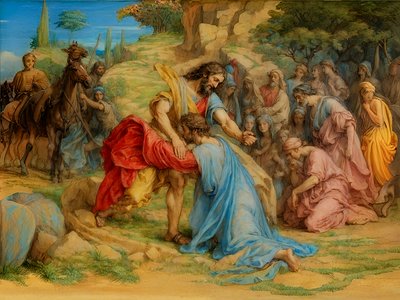 Jakob en Esau herenigd door Josef Johann Michel