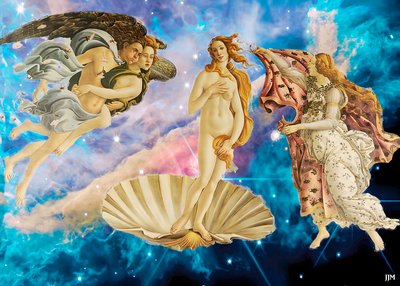 JJM-hercreatie: Botticelli-S_De Geboorte van Venus+JWST door Josef Johann Michel