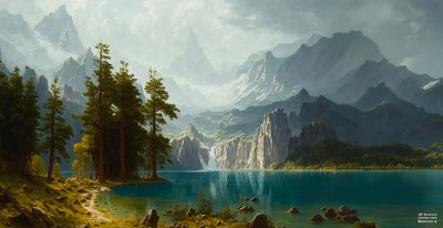 JJM recreëert Bierstadt-A: Sierra Nevada (Panorama) door Josef Johann Michel