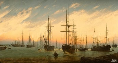 JJM recreëert Friedrich-C-D: Uitzicht op een haven (Panorama) door Josef Johann Michel