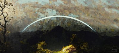 JJM recreëert Friedrich-C-D: Berglandschap met regenboog (Panorama) door Josef Johann Michel