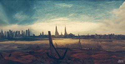 Stad bij maanopkomst (Hoogbouw) door Josef Johann Michel