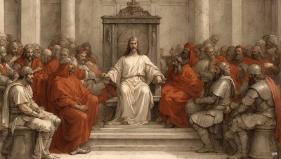Jezus voor Pilatus op de rechterstoel door Josef Johann Michel