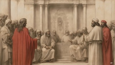 Jezus aangeklaagd voor de hoge raad van de Joden (01) door Josef Johann Michel