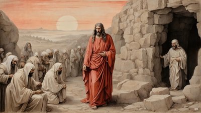 Jezus wekt Lazarus uit de dood door Josef Johann Michel
